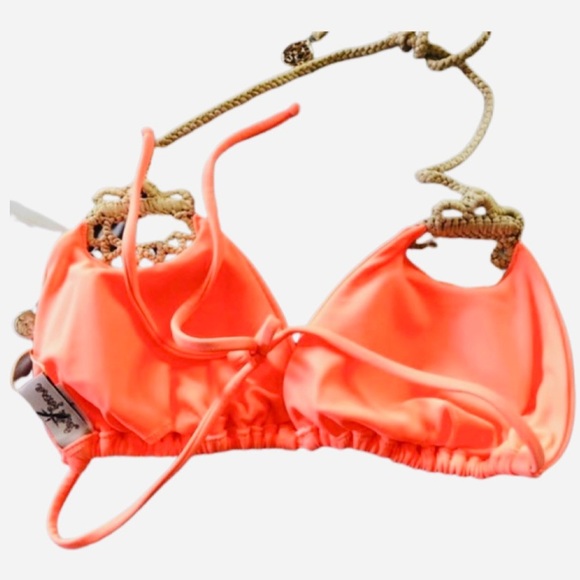 Luli Fama Miami Bright Orange  Corazon Loco Bikini Top - Picture 8 of 8
